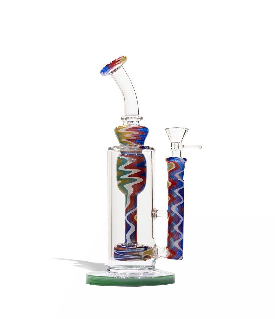 Jade Green 9 Inch Dab Rig with Color Matched Perc and Mouthpiece on white studio background
