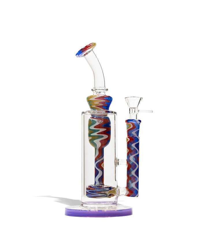 milky purple 9 Inch Dab Rig with Color Matched Perc and Mouthpiece on white studio background