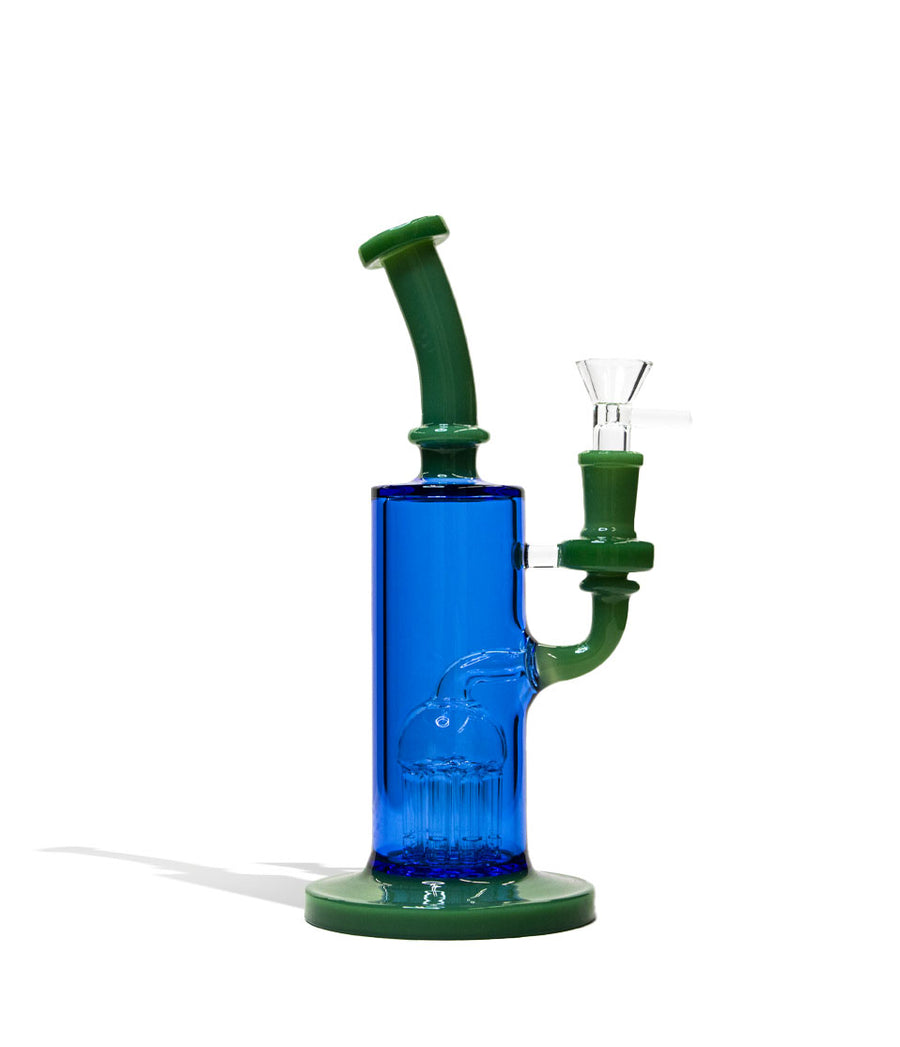 Green 9 inch Dual Colored Water Pipe with 8 Arm Tree Perc on white background