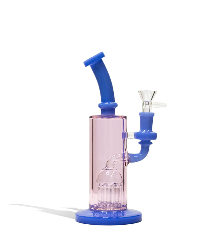Jade Blue 9 inch Dual Colored Water Pipe with 8 Arm Tree Perc on white background