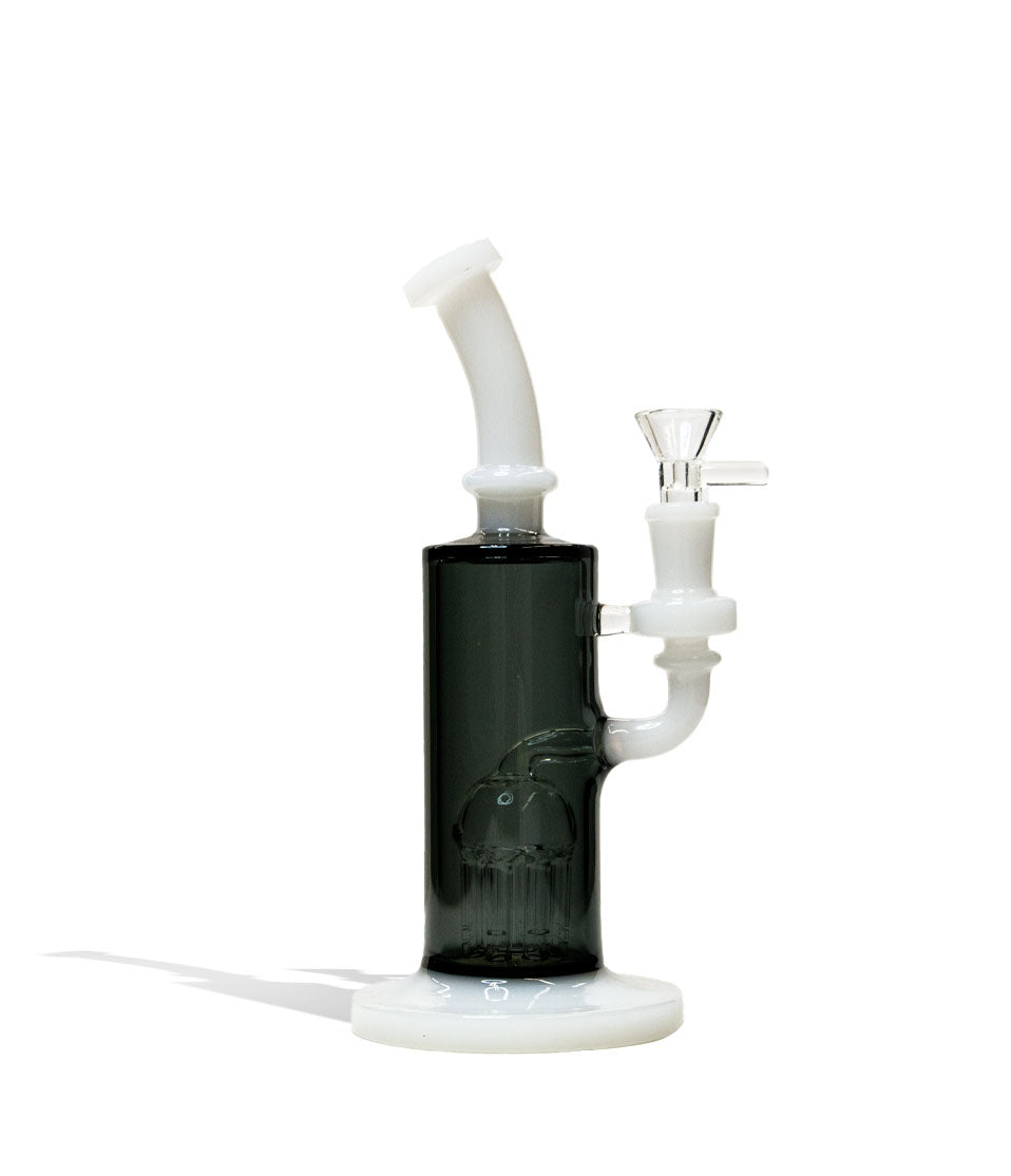 White 9 inch Dual Colored Water Pipe with 8 Arm Tree Perc on white background