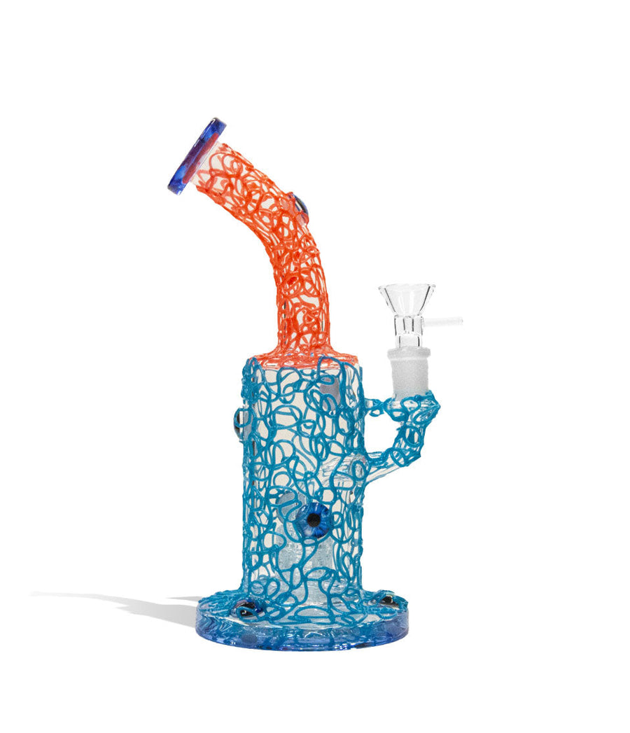 9 Inch Water Pipe with Neon Colors and 14mm Bowl on white studio background
