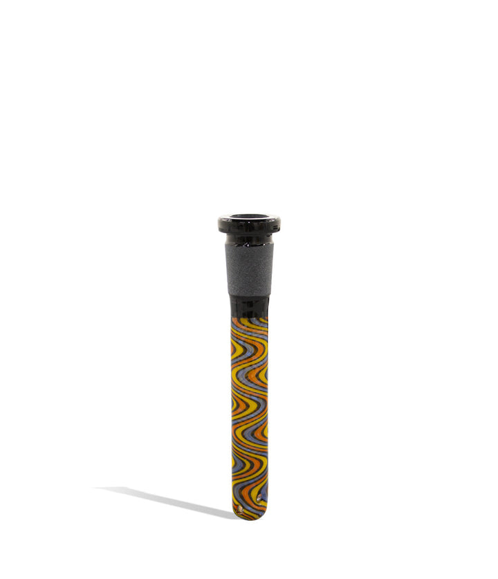 Black/Orange Swirl 3.5 inch 14mm Downstem with Chromatic Stripe on white background