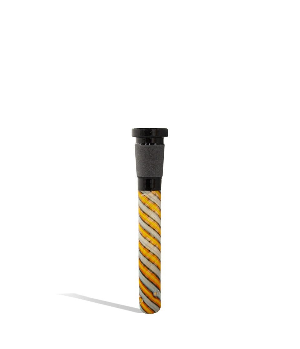 Black/Yellow 3.5 inch 14mm Downstem with Chromatic Swirl Design on white background