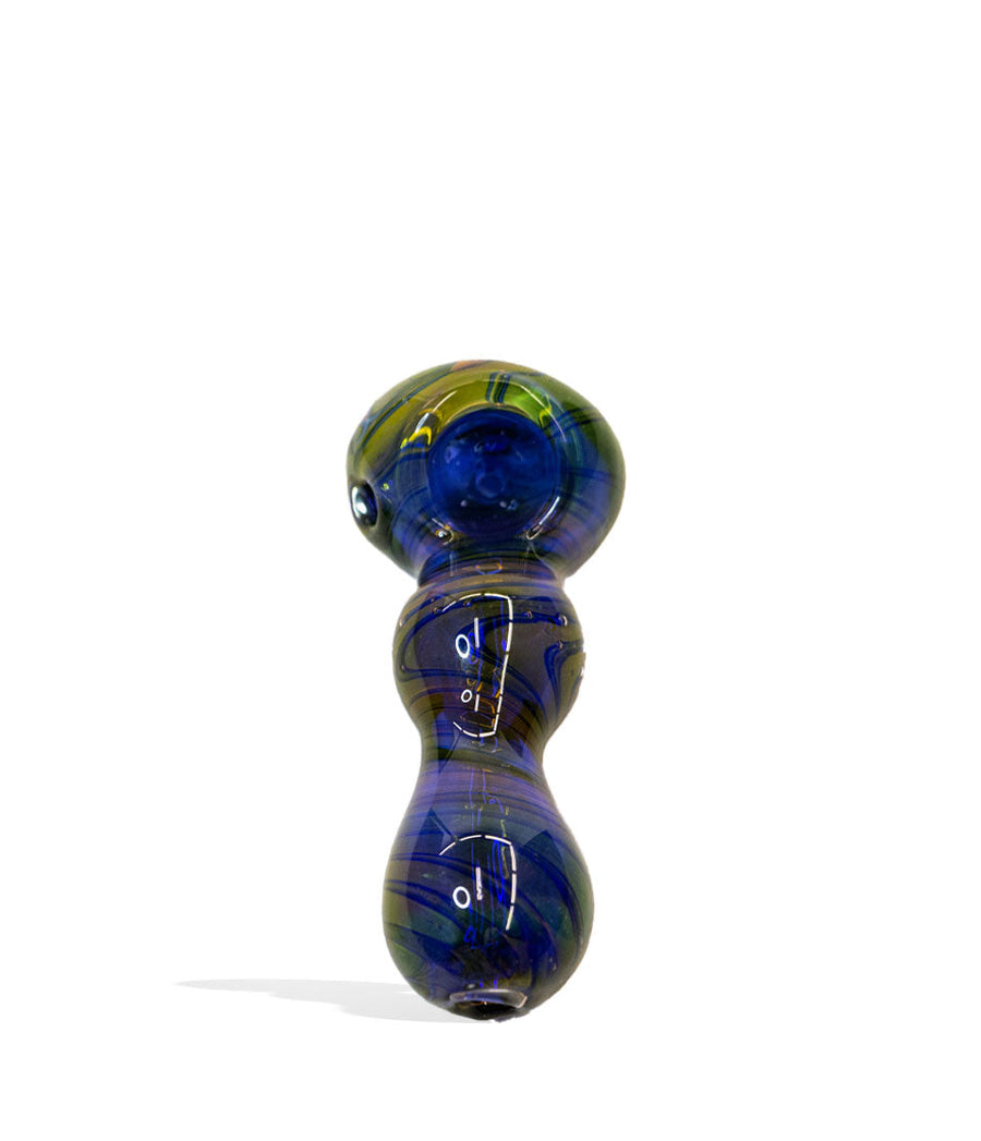 Dark Blue 4 inch Double Swirled Hand Pipe on white background