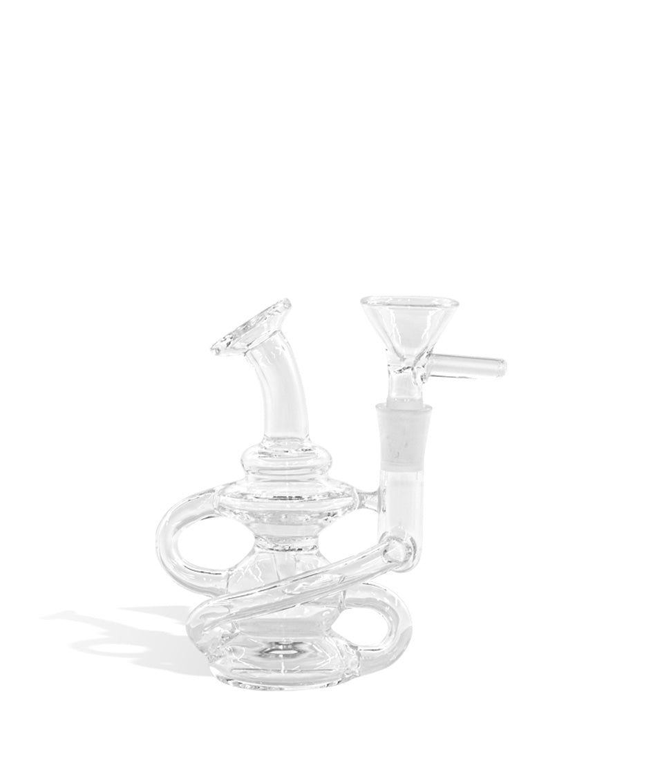 4 inch mini reycler waterpipe with 10mm bowl on white studio background