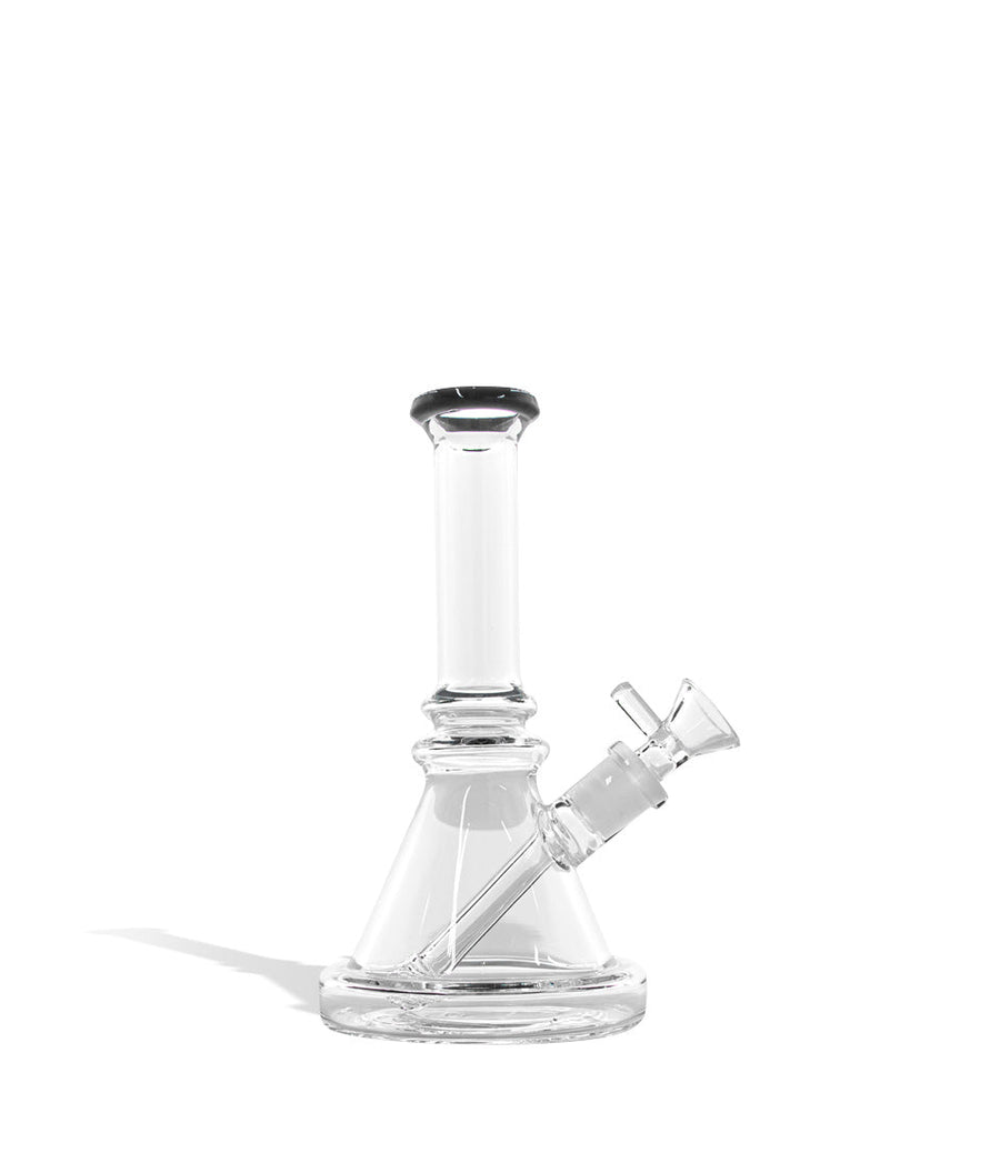 Black 7 inch 5mm Thick Glass Banger Hanger with Funnel Bowl on white studio background
