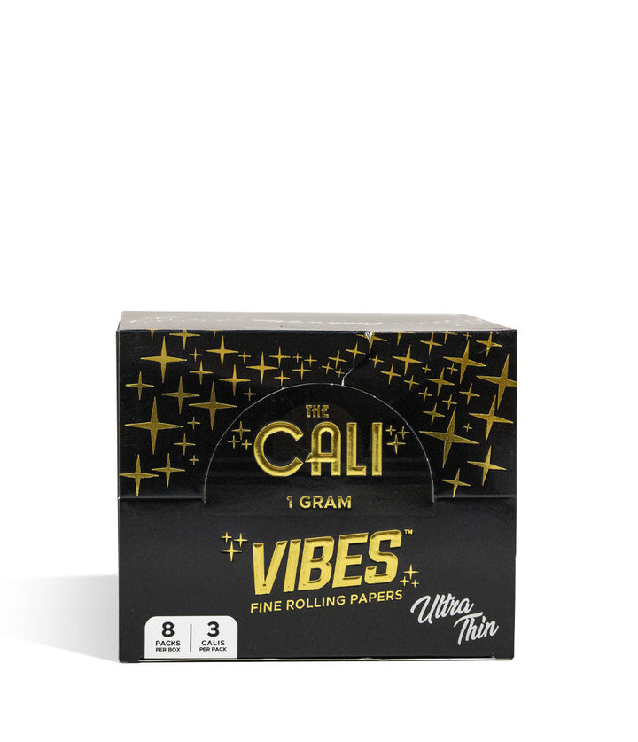 1 Gram Ultra Thin Vibes The Cali Pre Rolled Cone Display 8 3pks per Display on white studio background