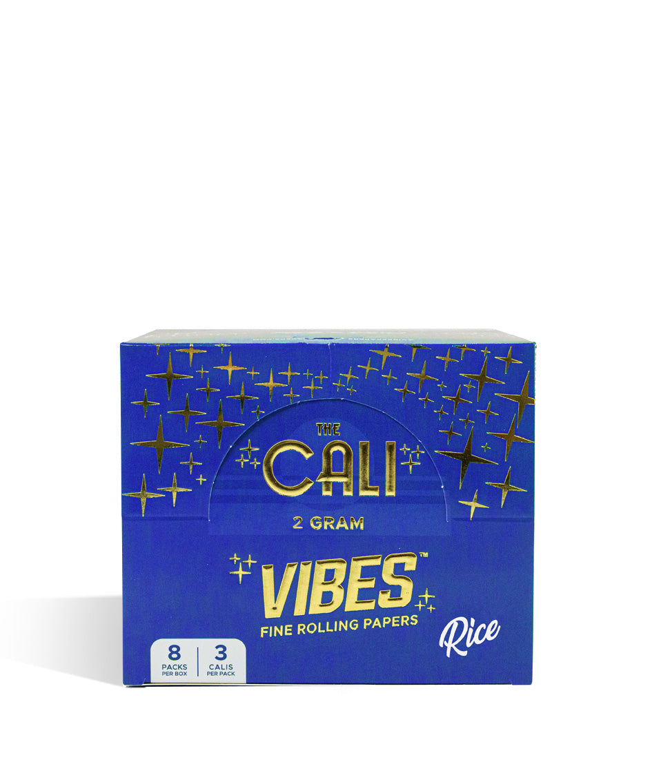 Rice 2 Gram Vibes The Cali Pre Rolled Cone Display 8 3pks per Display on white studio background