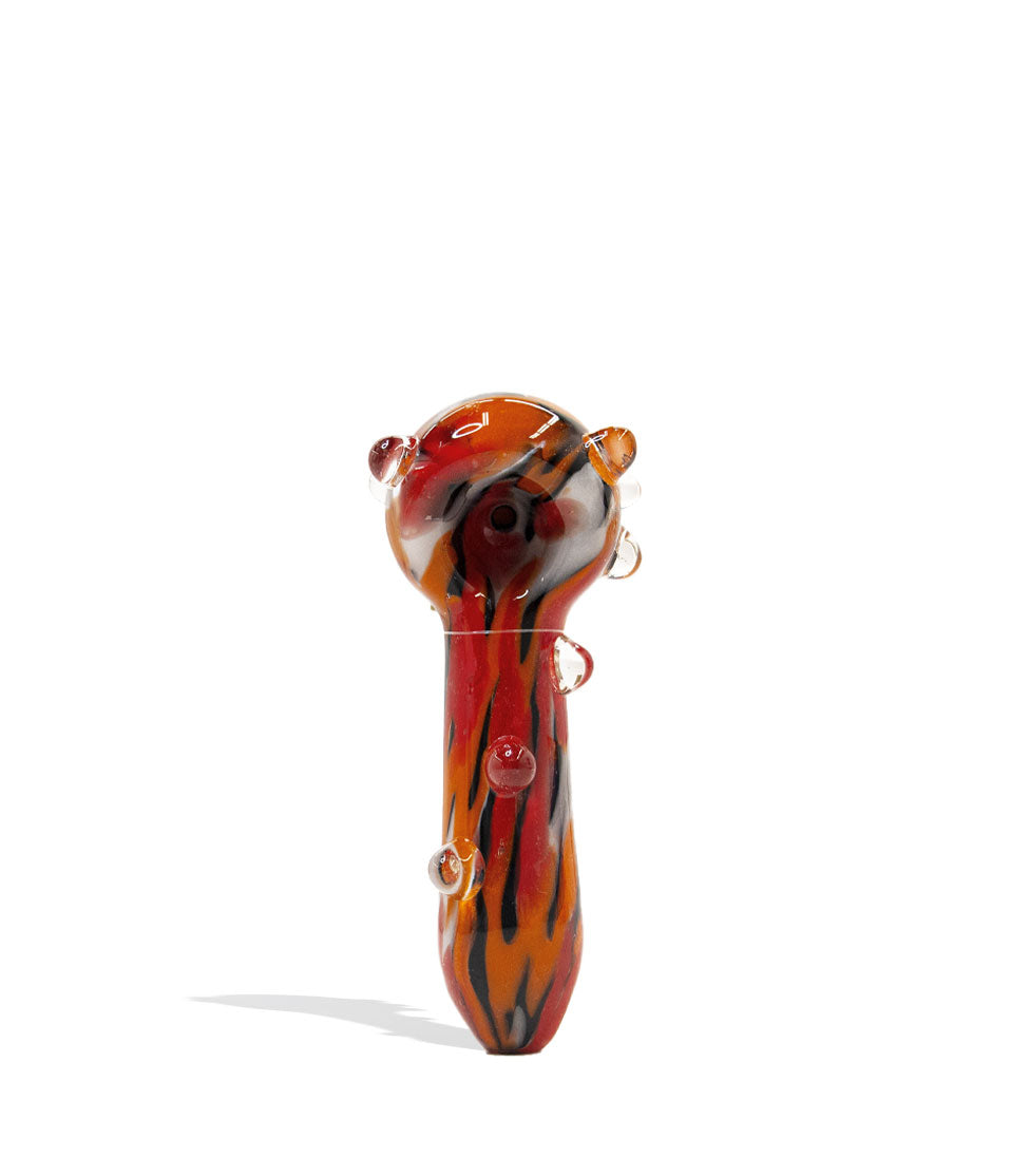 Red Empire Glassworks Assorted Psychedelic Spoon Hand Pipe 4pk on white background