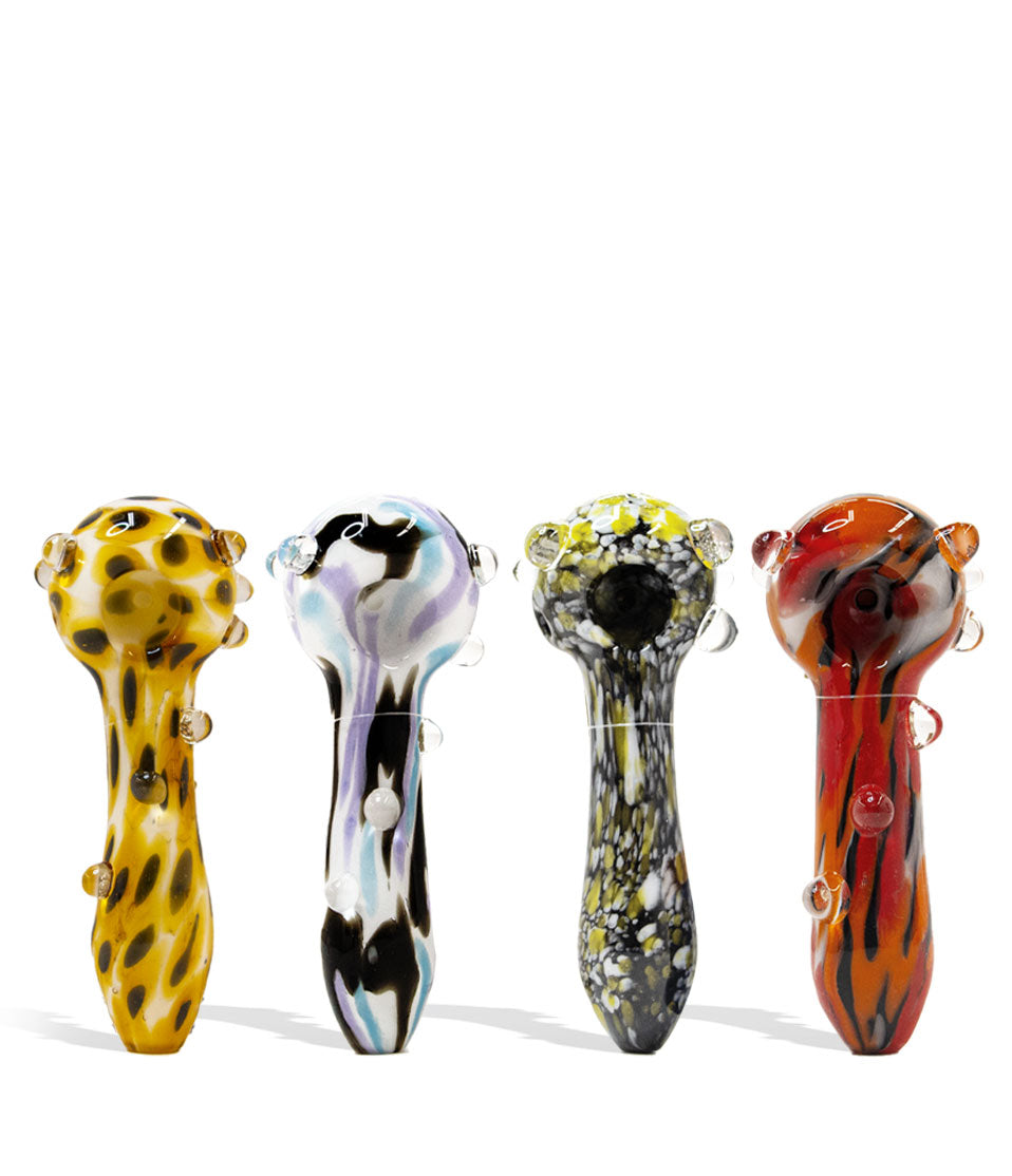 Empire Glassworks Assorted Psychedelic Spoon Hand Pipe 4pk on white background