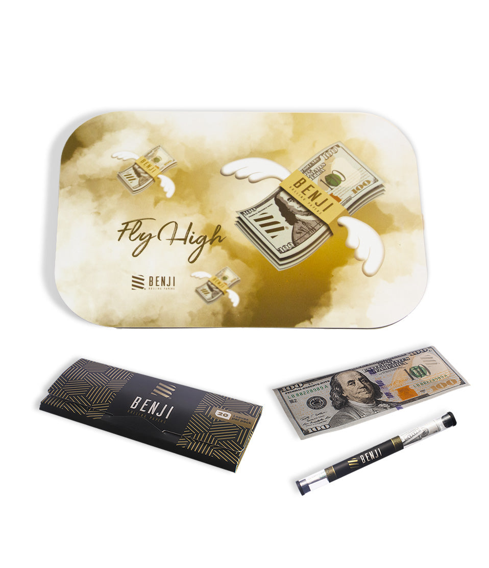 Fly High Benji OG Metal Rolling Tray with Magnetic Lid Kit on white background
