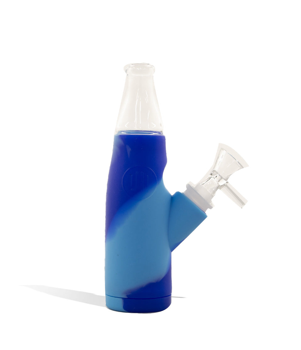 Blue Bottle Shaped Silicone Waterpipe on white background