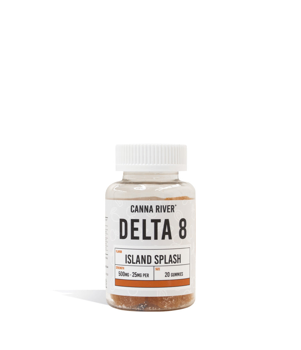 Island Splash Canna River 25mg D8 Gummies on white background