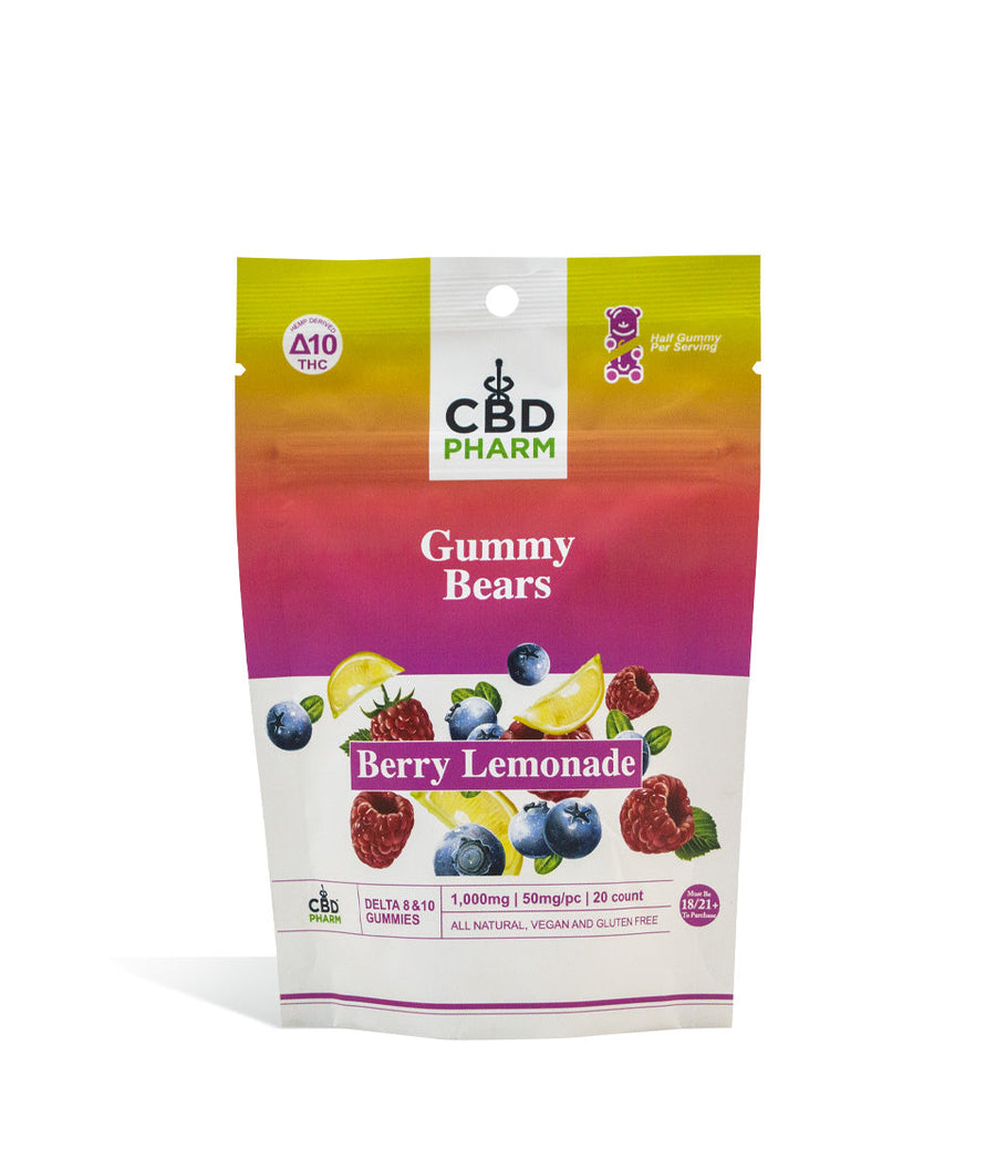Berry Lemonade CBD Pharm 1000mg D8 | D10 Gummies on white background
