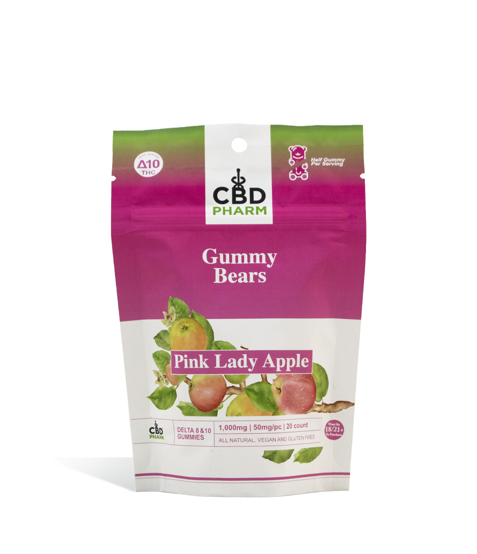 Pink Lady Apple CBD Pharm 1000mg D8 | D10 Gummies on white background