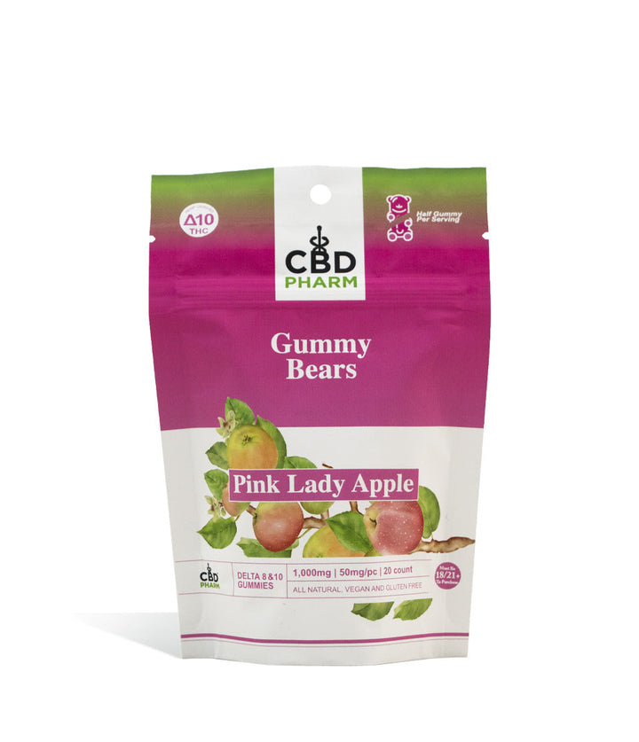 Pink Lady Apple CBD Pharm 1000mg D8 | D10 Gummies on white background