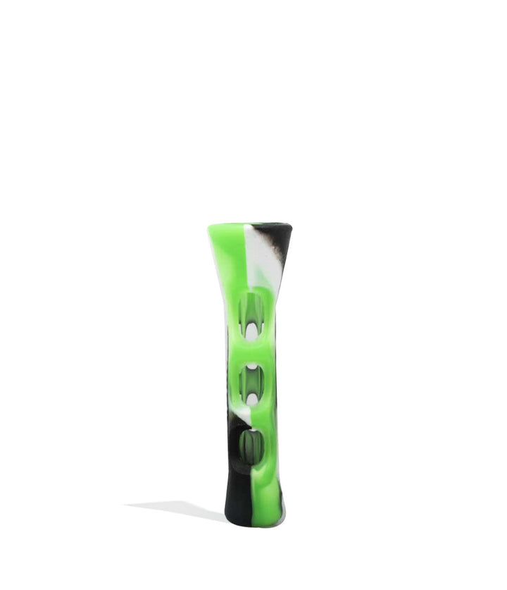 Green/White/Black 3.5 Inch Silicone Chillum Glass Insert on white background