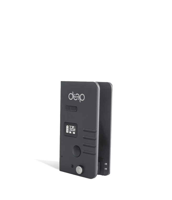Gunmetal side view Deep Kit Cartridge and Pod Vaporizer on white background