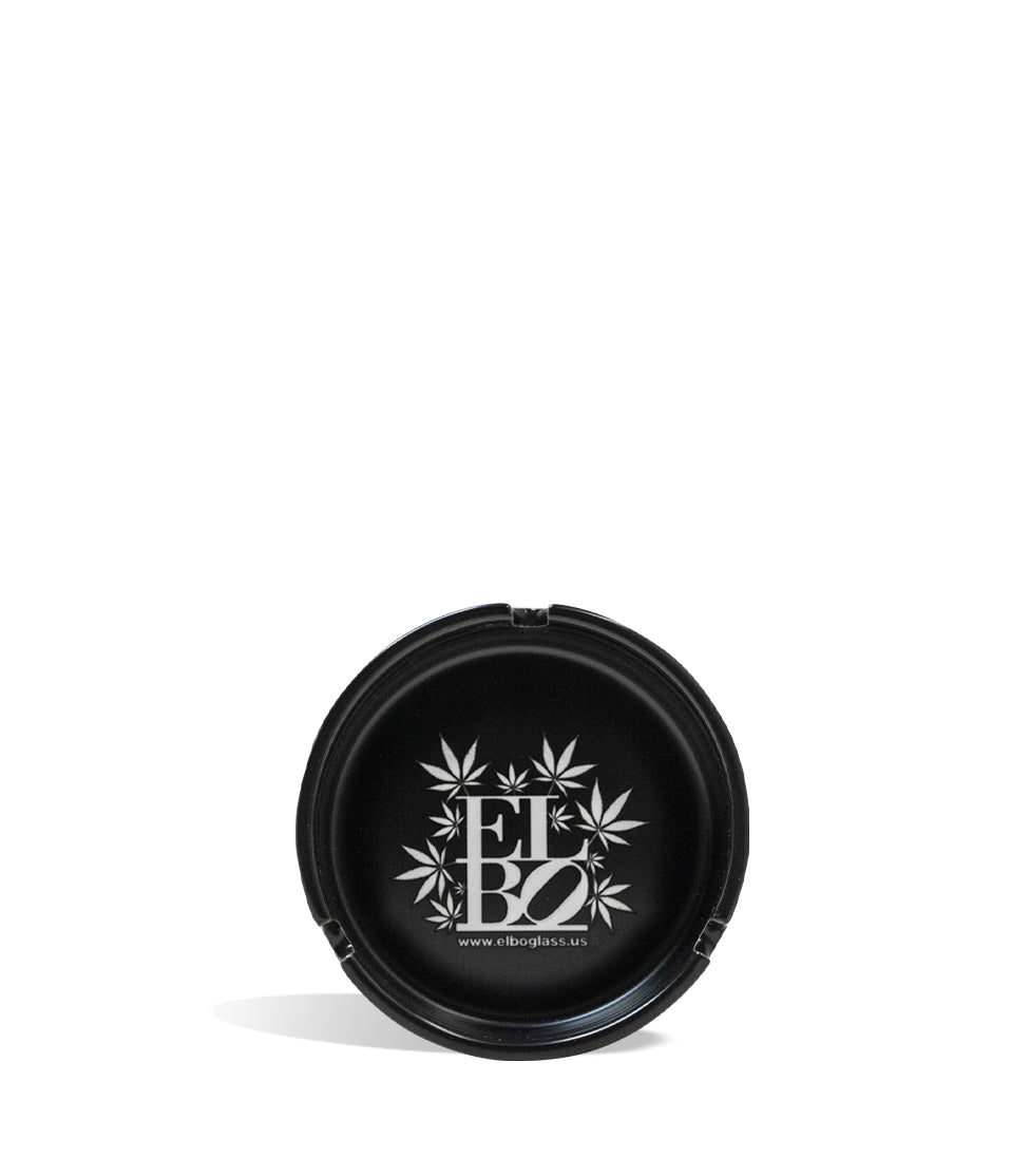 Elbo Glass Ceramic Ashtray black front on white background