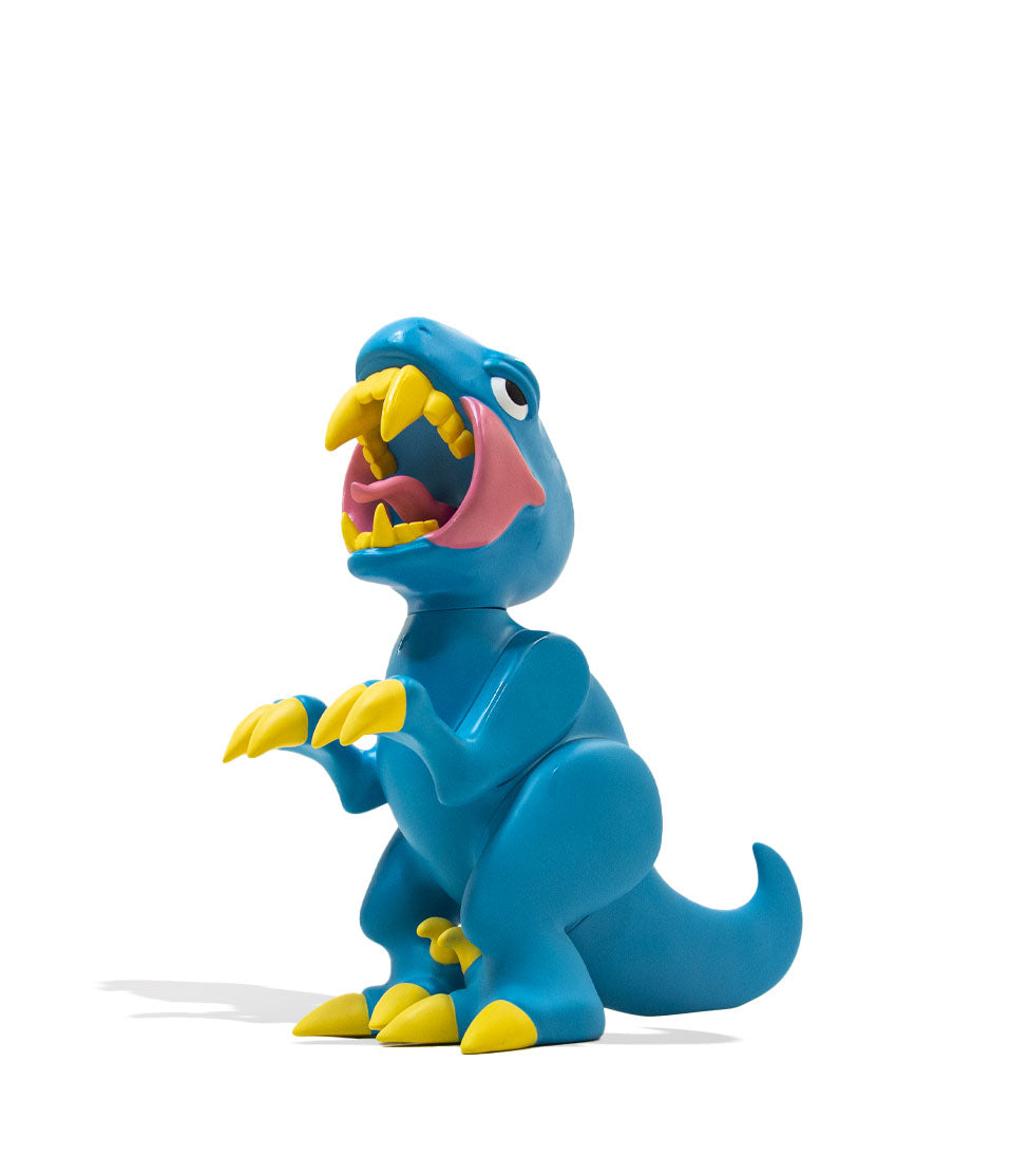 Elbo Glass Blue Open Mouth Raptor Vinyl Figure angle view on white studio background