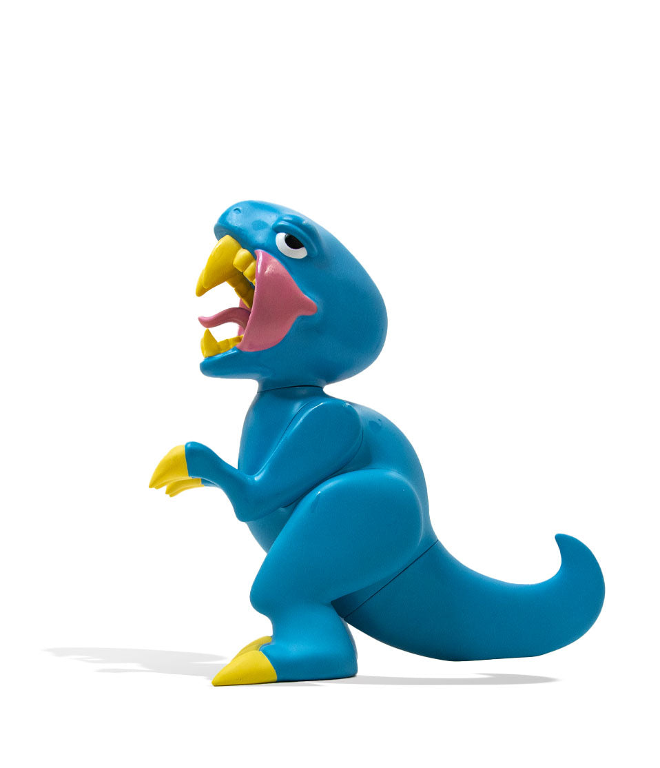 Elbo Glass Blue Open Mouth Raptor Vinyl Figure side view on white studio background