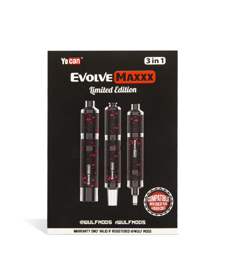Black Red Spatter Packaging Wulf Mods Evolve Maxxx 3 in 1 Kit on white background