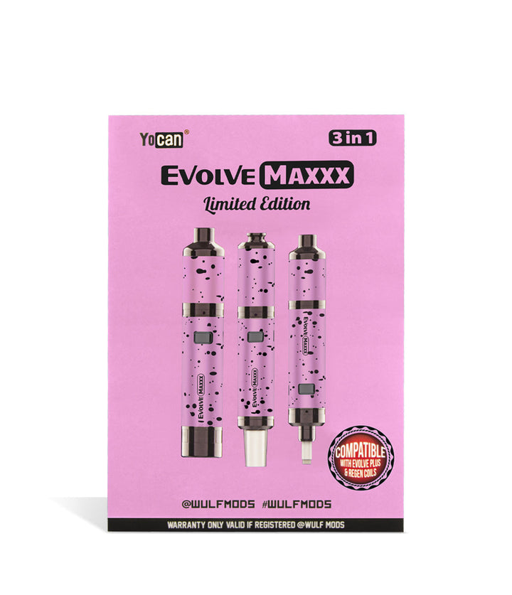 Pink Black Spatter Packaging Wulf Mods Evolve Maxxx 3 in 1 Kit on white background