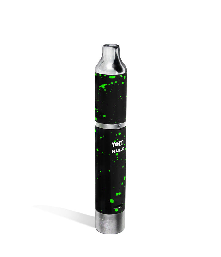 Black Green Spatter above view Wulf Mods Evolve Plus Concentrate Vaporizer on white studio background