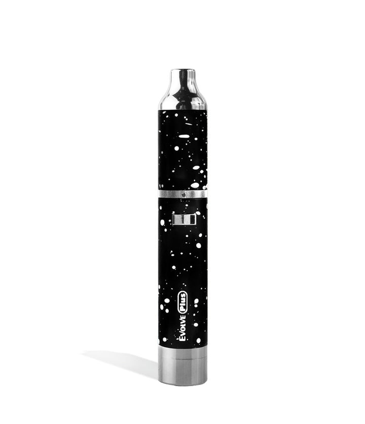 Black White Spatter front view Wulf Mods Evolve Plus Concentrate Vaporizer on white studio background