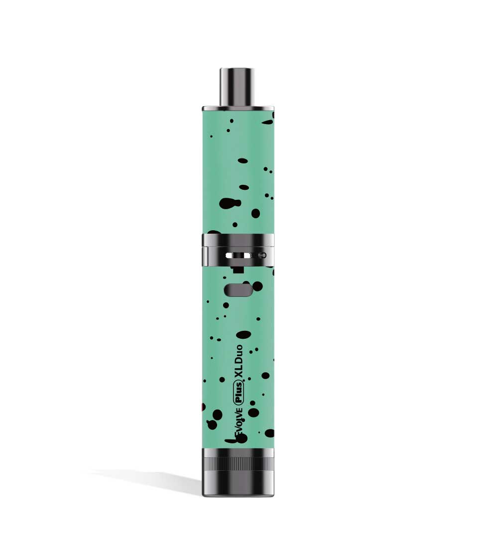 Teal Black Spatter Dry Herb Wulf Mods Evolve Plus XL Duo 2-in-1 Kit on white studio background