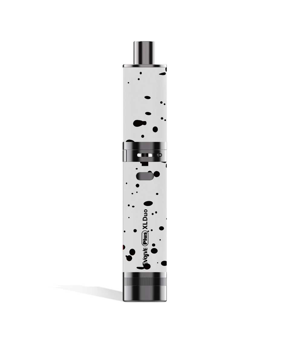 White Black Spatter Dry Herb Wulf Mods Evolve Plus XL Duo 2-in-1 Kit on white studio background