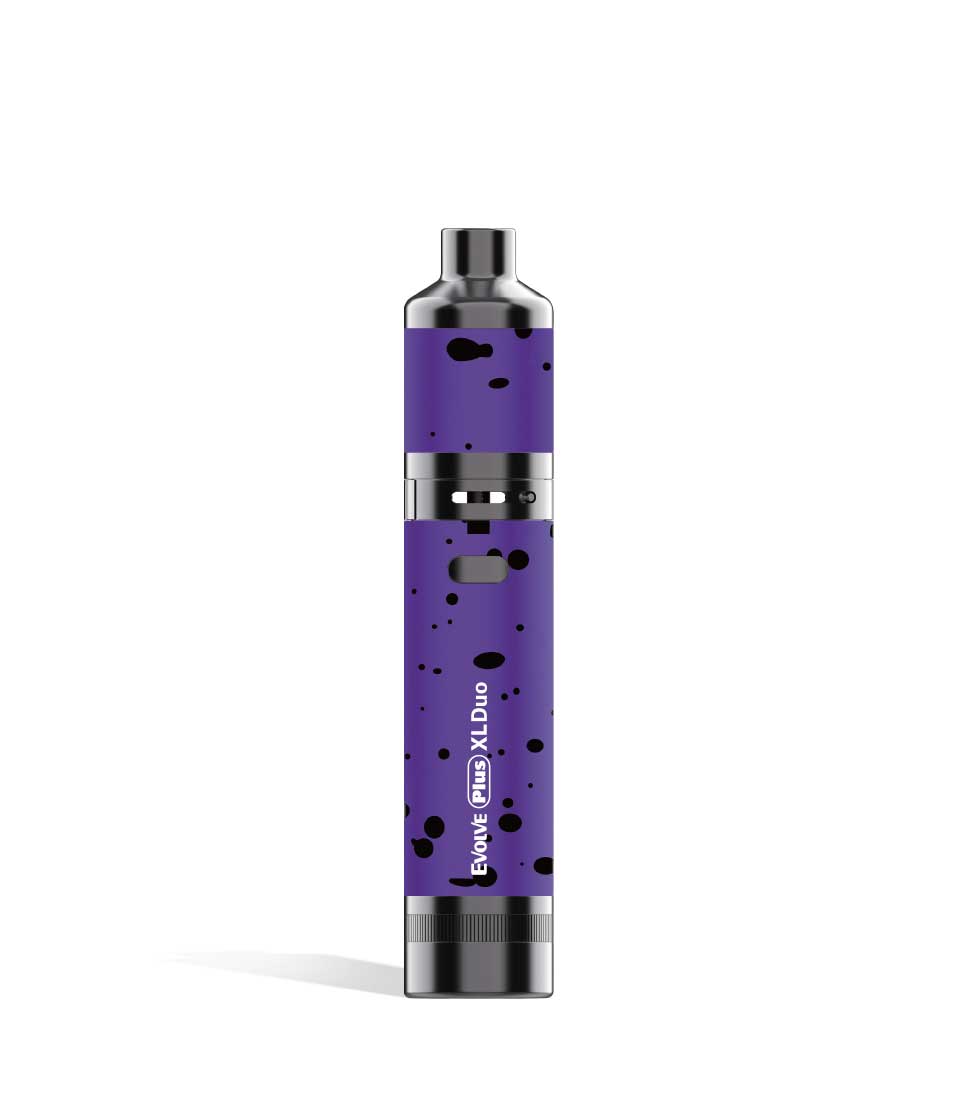 Purple Black Spatter Wax Pen Wulf Mods Evolve Plus XL Duo 2-in-1 Kit on white studio background