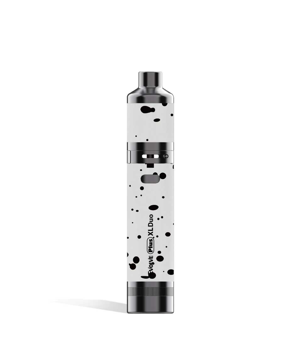 White Black Spatter Wax Pen Wulf Mods Evolve Plus XL Duo 2-in-1 Kit on white studio background