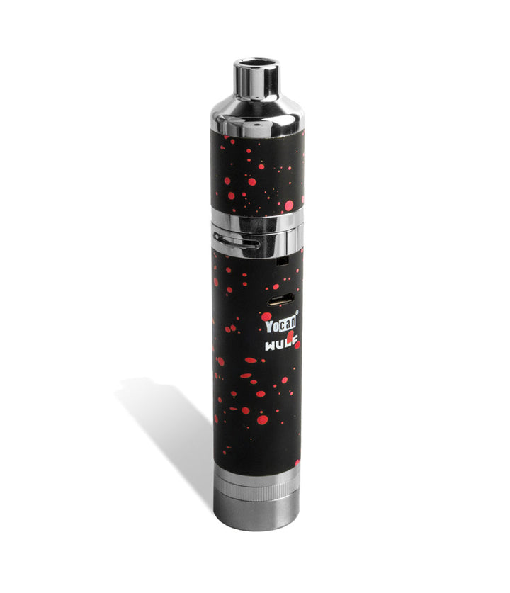 Black Red Spatter Wulf Mods Evolve Plus XL Concentrate Vaporizer on white background