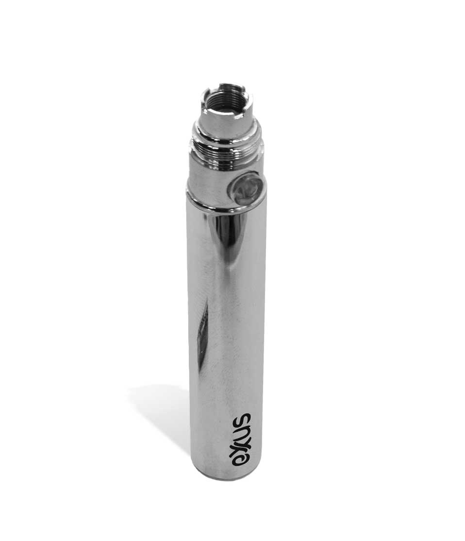 Silver above view Exxus Vape 900 Cartridge Vaporizer on white studio background