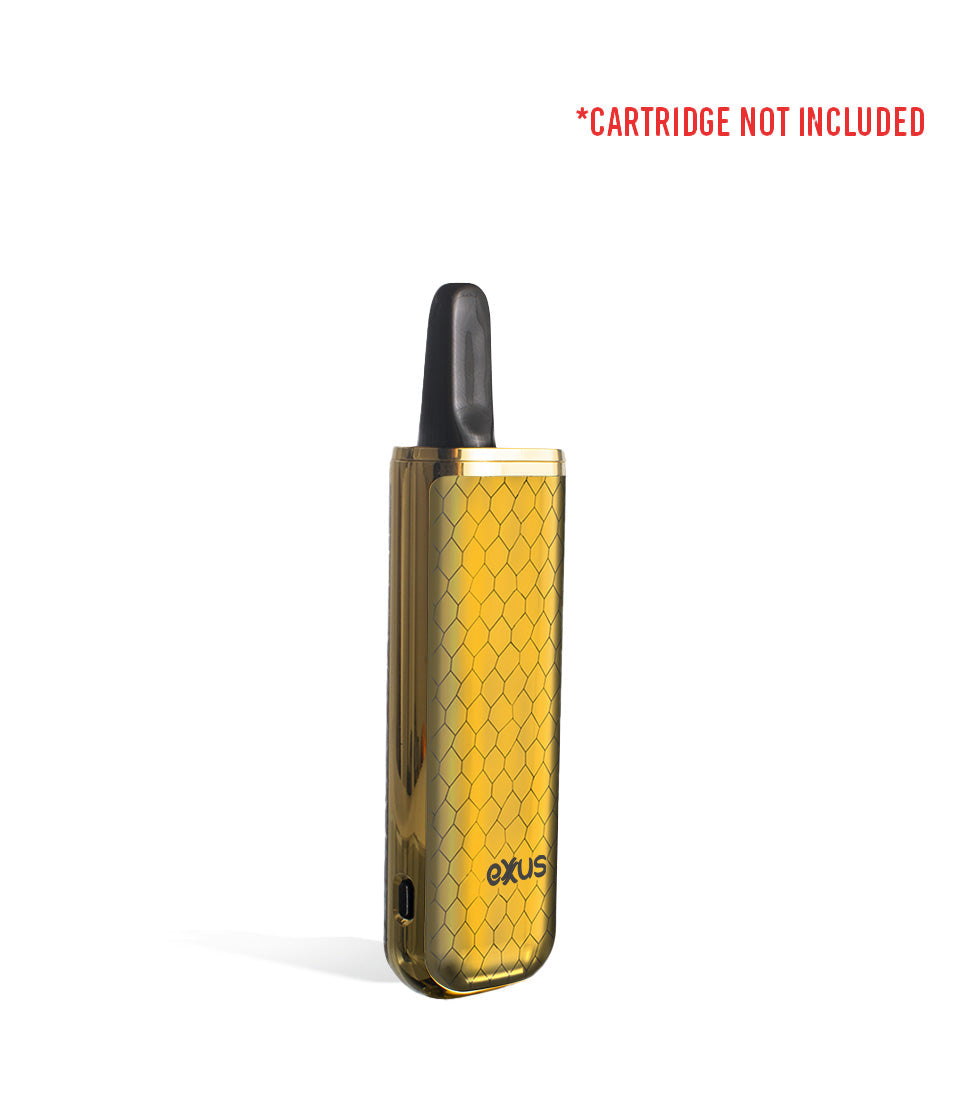 Gold Cobra side view with cartridge Exxus Vape MiNovo Cartridge Vaporizer on white studio background