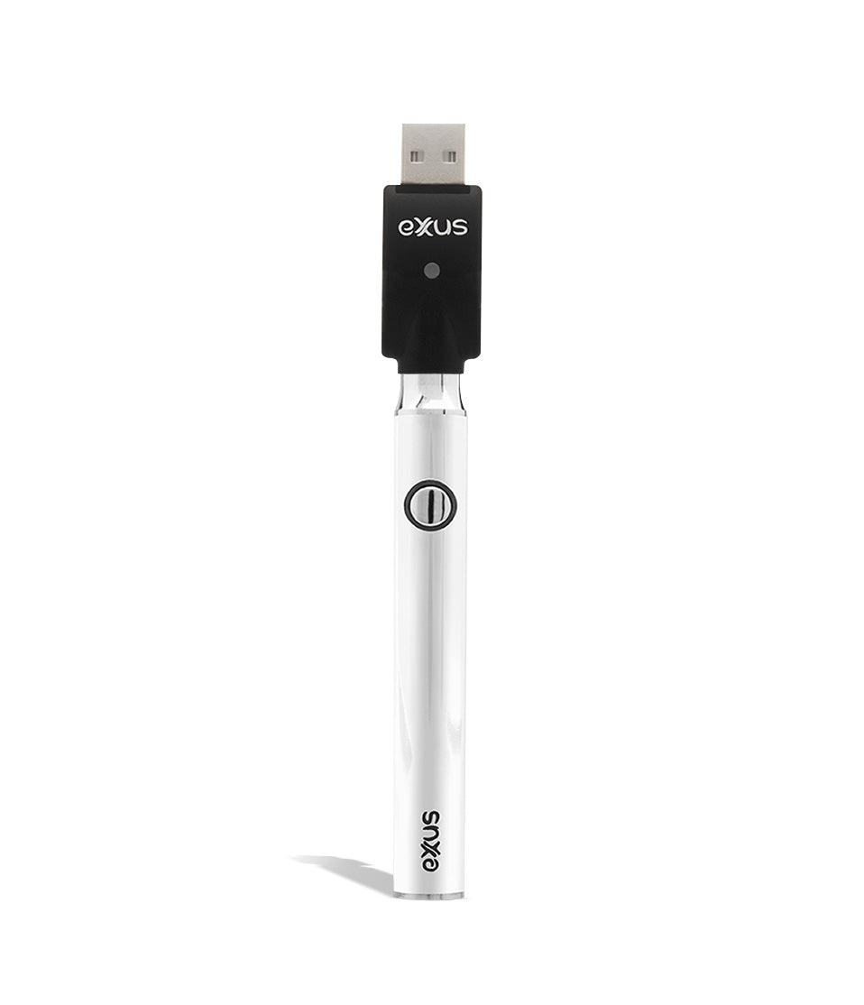 Pearl White w/charger front Exxus Vape Plus VV Cartridge Vaporizer on white background