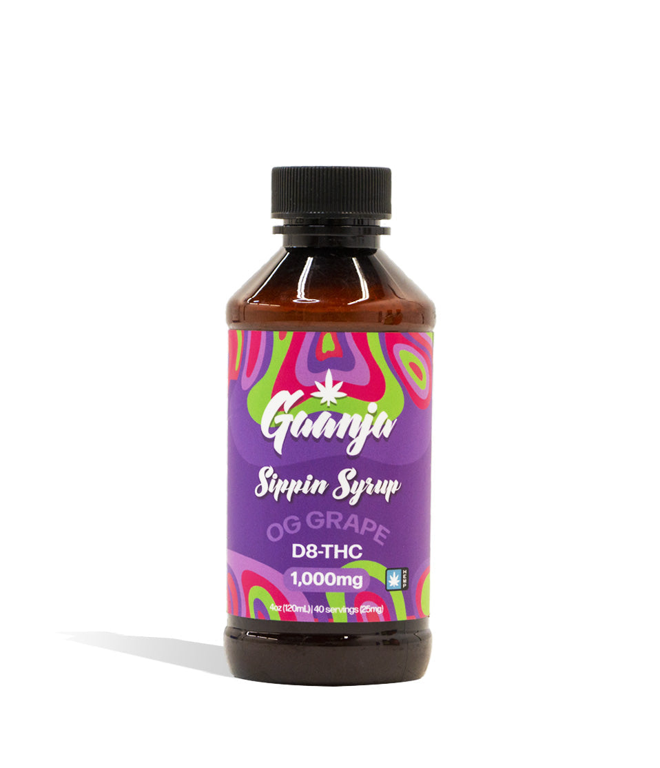 OG Grape CBD Pharm 1000mg Gannja D8 Sippin Syrup on white background