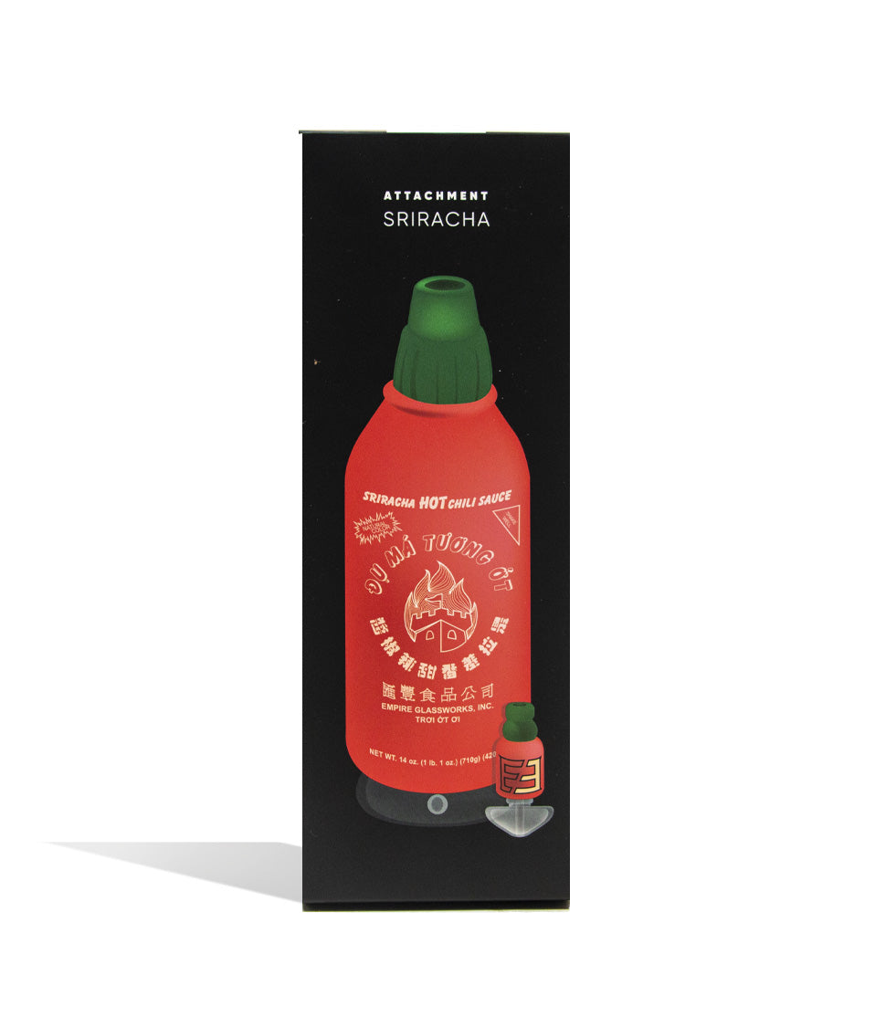 Sriracha Empire Glassworks Puffco Peak Glass Attachment Packaging Back View on White Background
