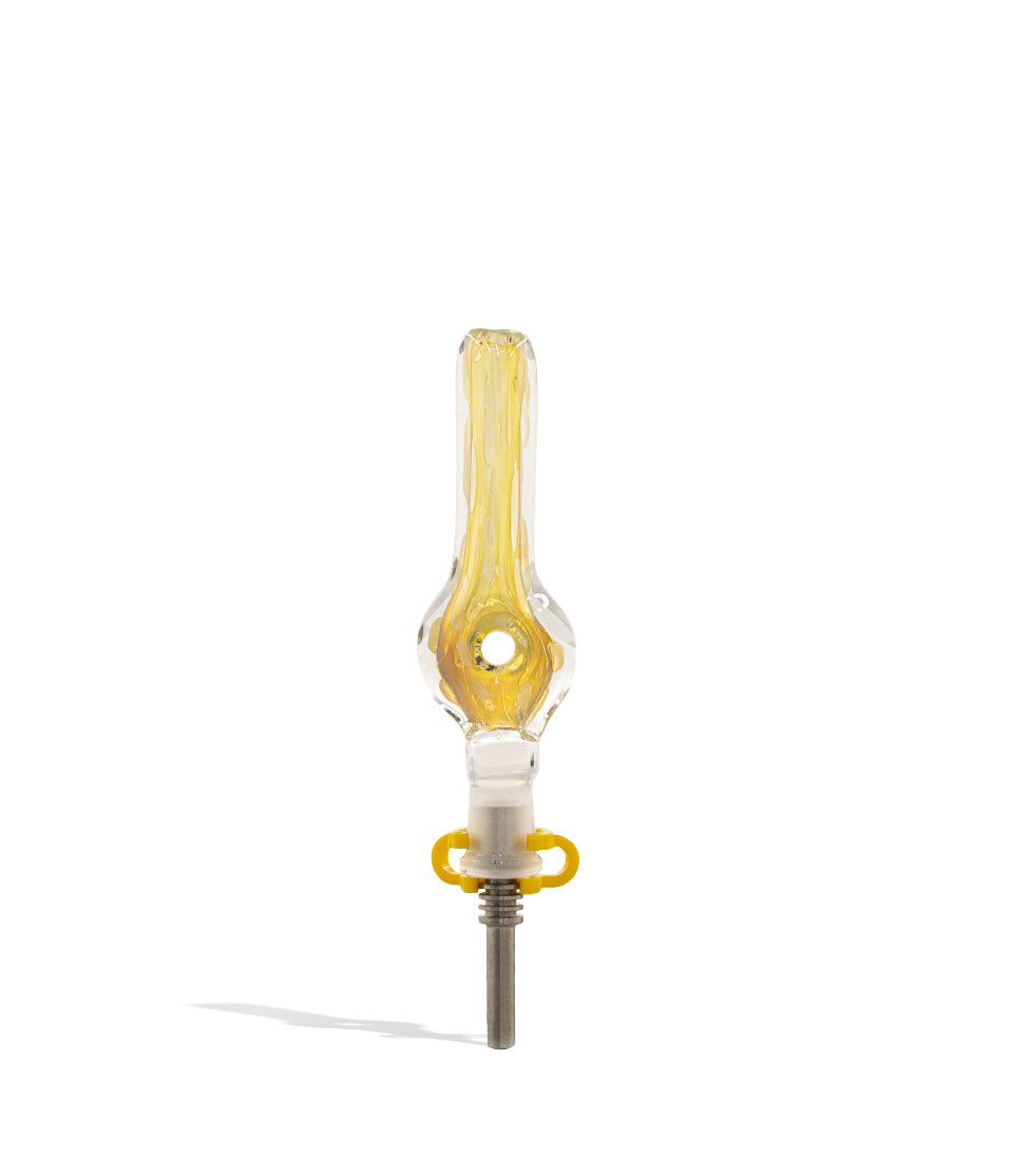 Yellow Gold Silver Fumed Nectar Collector with 10mm Titanium Tip on white background