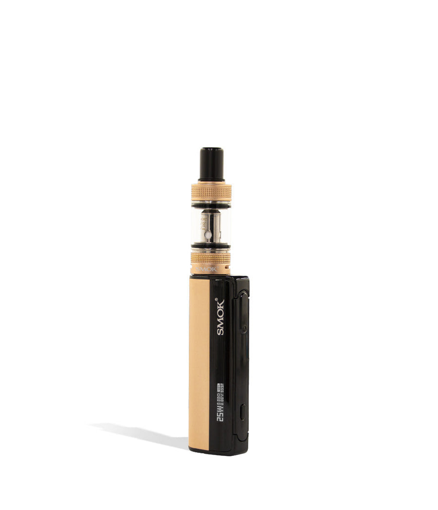 Gold front view SMOK GRAM 25 Starter Kit on white studio background