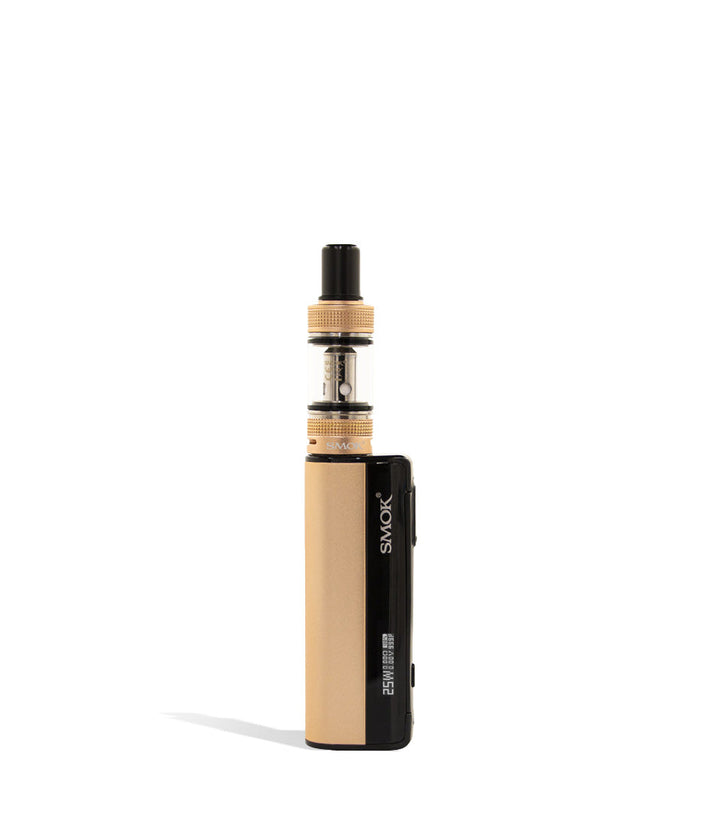 Gold side view SMOK GRAM 25 Starter Kit on white studio background