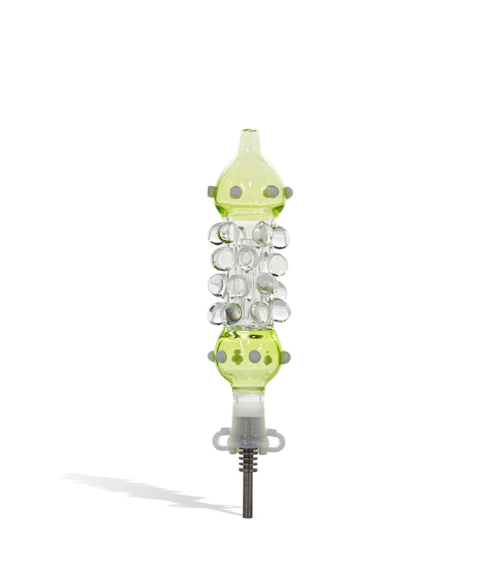 Green 10mm Nectar Collector Set with Quartz Tip and Dab Jar on white studio background