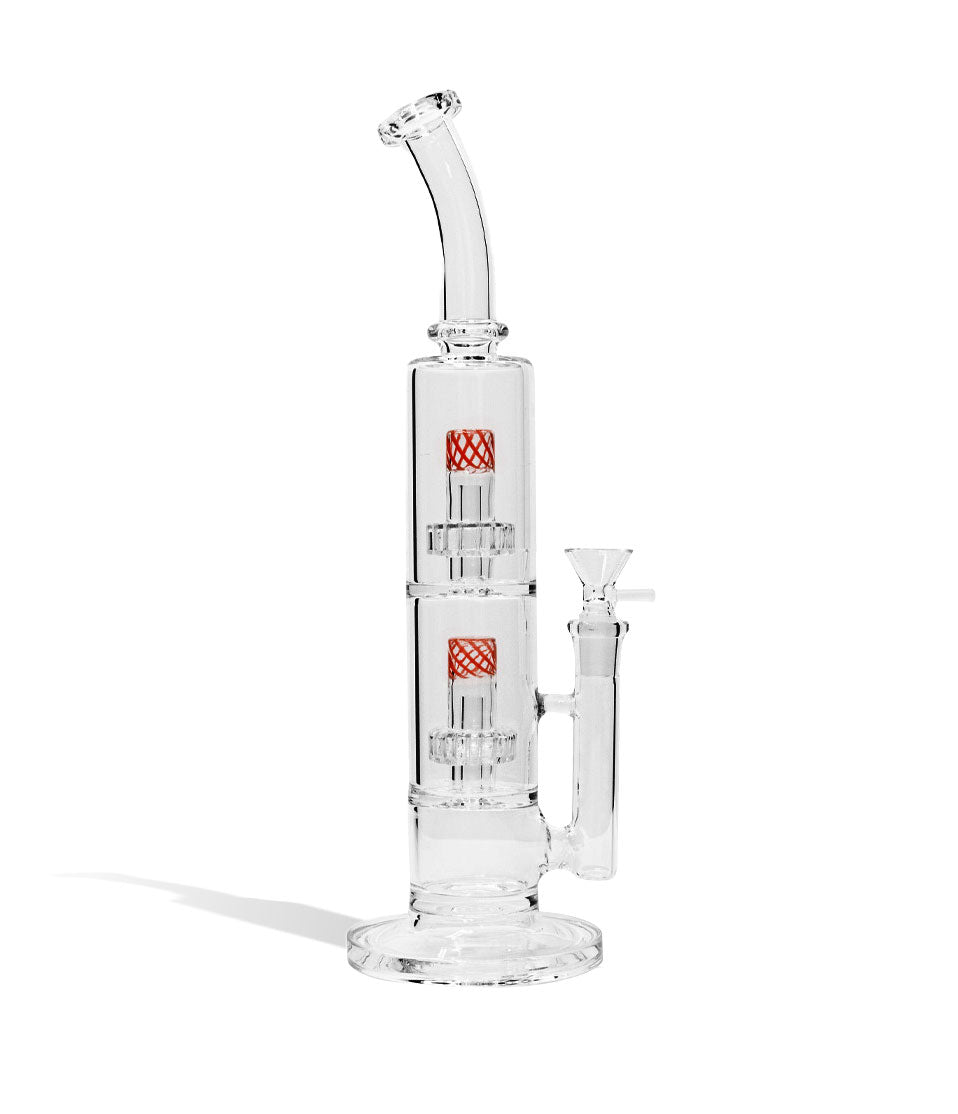 Red 12 Inch Water Pipe with 2 Stage Perc on white background