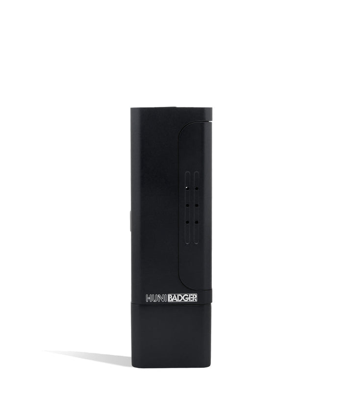 Black front view Huni Badger Portable Electronic Vertical Vaporizer on white studio background