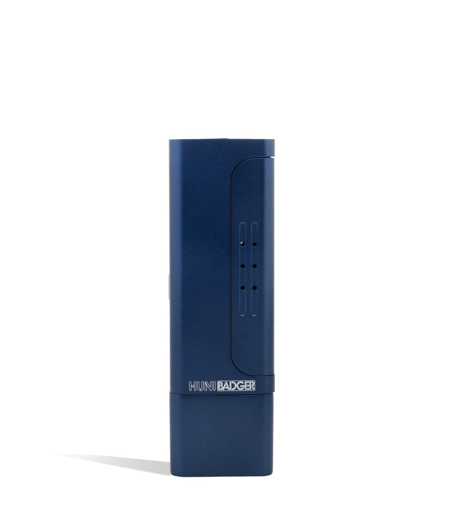 Blue front view Huni Badger Portable Electronic Vertical Vaporizer on white studio background