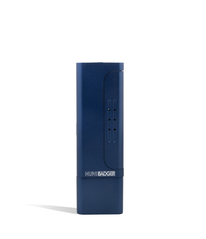 Blue front view Huni Badger Portable Electronic Vertical Vaporizer on white studio background