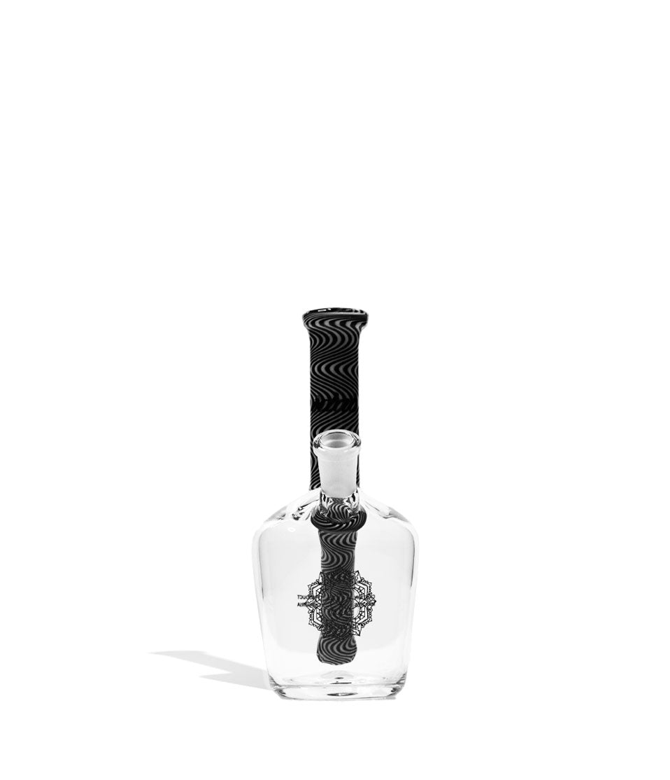 Black White iDab Small 10mm Worked Henny Bottle Water Pipe Front View on White Background