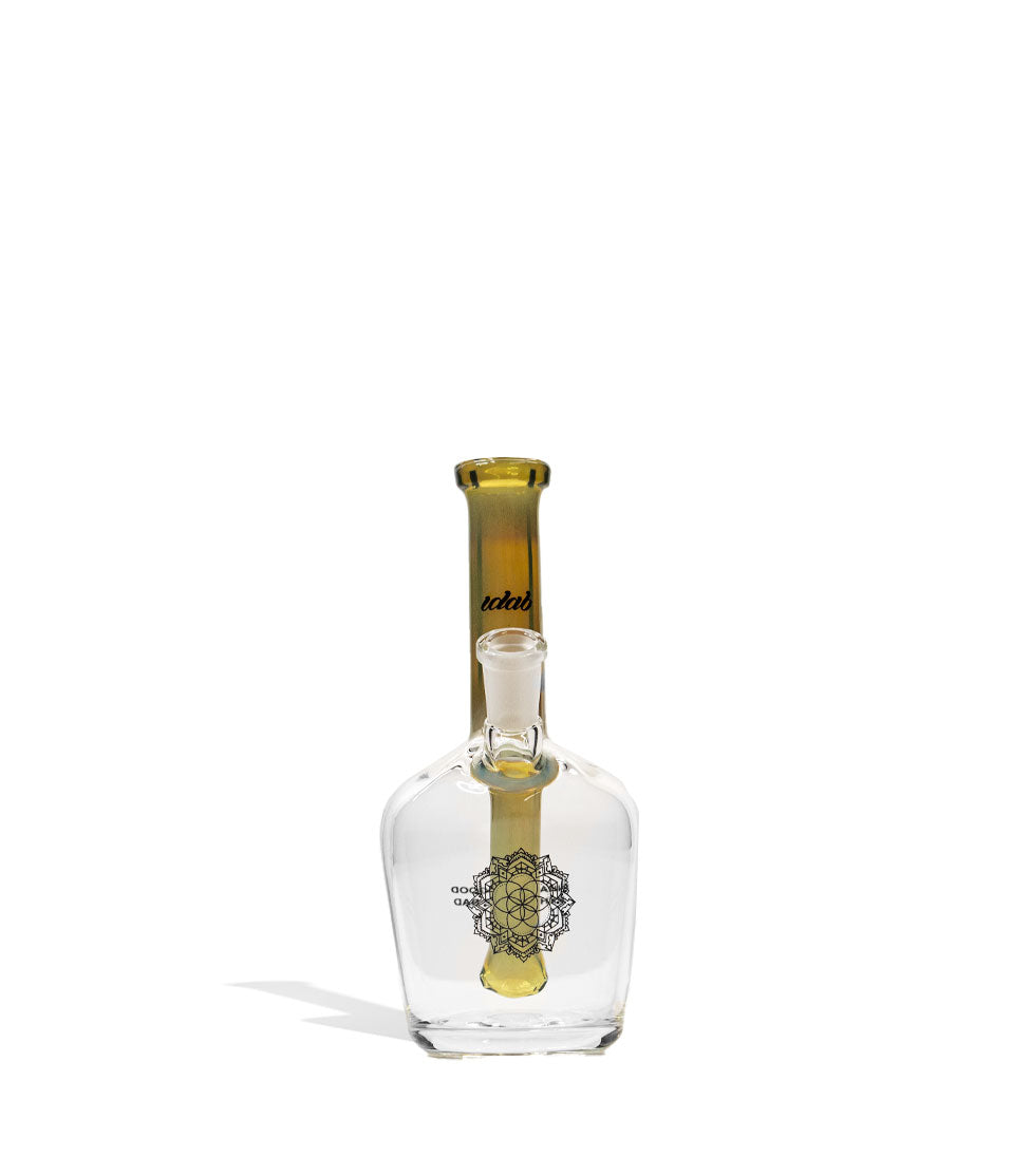 Green Fumed iDab Small 10mm Worked Henny Bottle Water Pipe Front View on White Background
